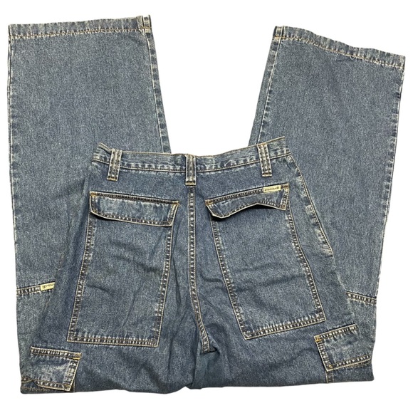 VTG Y2K Zana Di Women’s 5 Button Fly High Rise Wide Leg Cargo Jean Flap Pockets - Picture 8 of 12